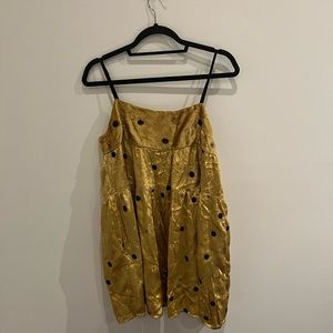 Gold Velvet Babydoll Dress